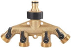 3/4 Inch Brass 4 Way Water Tap Splitter Garden Hose Manifold by Unknown