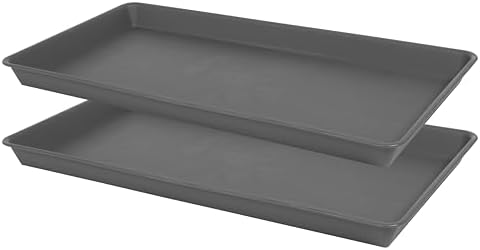 VUWEZ 2 Pack Plant Growing Nursery 1020 Trays, Plant Saucer Tray, Heavy Sturdy Seed Starting Trays, Plant Starter Trays for Indoors No Holes, Seed Starter Growing Tray (22"x11.2", Gray) by VUWEZ