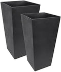 Tierra Verde Sonata Self-Watering Square Planters, Black, 14" x 28", 2-Pack by TierraVerde