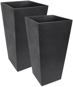 Tierra Verde Sonata Self-Watering Square Planters, Black, 14" x 28", 2-Pack by TierraVerde