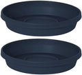 Bloem Terra 20" Round Plastic Plant Saucer, Lightweight UV-Resistant Indoor/Outdoor Flower Pot Tray - Fits 20-inch Planter Pots, Navy, 2-Pack by Bloem