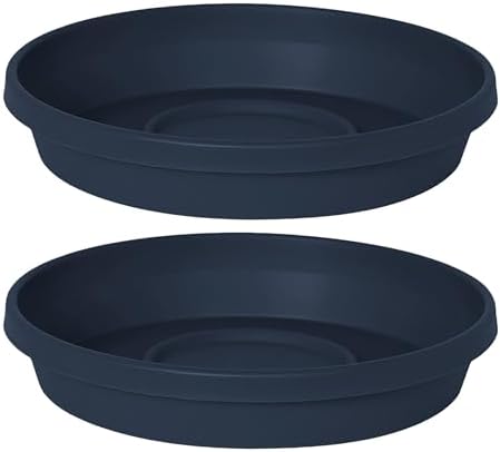 Bloem Terra 20" Round Plastic Plant Saucer, Lightweight UV-Resistant Indoor/Outdoor Flower Pot Tray - Fits 20-inch Planter Pots, Navy, 2-Pack by Bloem