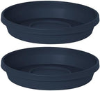 Bloem Terra 16" Round Plastic Plant Saucer, Lightweight UV-Resistant Indoor/Outdoor Flower Pot Tray - Fits 16-inch Planter Pots, Navy, 2-Pack by Bloem