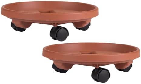 Bloem 14" Plastic Wheeled Plant Caddy, 100 lb Capacity, Terra Cotta, 2-Pack by Bloem