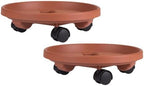 Bloem 14" Plastic Wheeled Plant Caddy, 100 lb Capacity, Terra Cotta, 2-Pack by Bloem