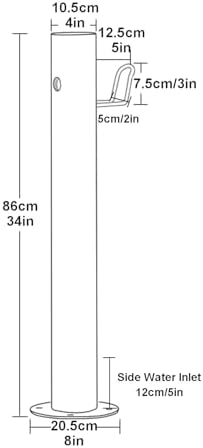 Stainless Steel Cylindrical Water Column, Freestanding Hydrant with Faucet, Garden Hose Holder for Courtyard Irrigation Washing Villa Decoration(86x20.5cm/34x8in) - Image 7