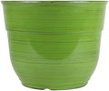 Garden Elements Indoor/Outdoor Glazed Brushed Happy Plastic Planter, Large, Dark Green, 15" by GardenElements