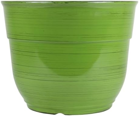 Garden Elements Indoor/Outdoor Glazed Brushed Happy Plastic Planter, Large, Dark Green, 15" by GardenElements