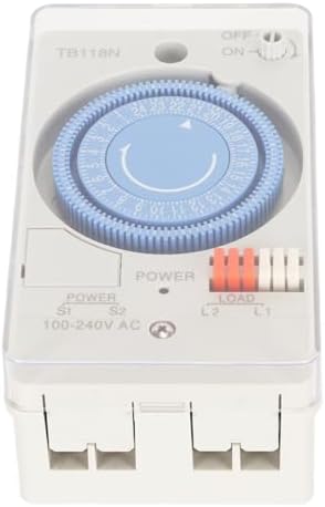 TB118N Mechanical Time Control Switch PC Material 100 to 240V AC 15 Min Minimum Interval 24 Hour Programmable Timer Switch for Home Garden Water Heater Street Light Appliance by Unknown