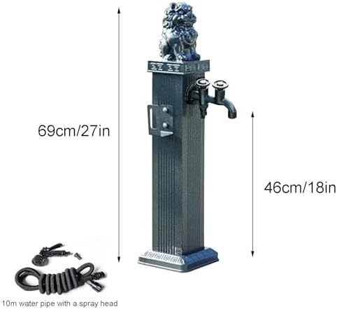 Free Standing Water Column for Home Garden, Outdoor Column Faucet, Garden Hose Holder with Full Copper Faucet, Square Garden Water Column, Stainless Steel(Gray,69cm/27in) - Image 2