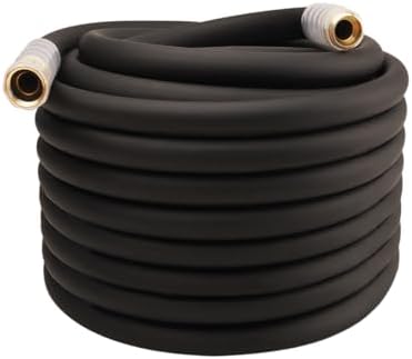 Heavy Duty Premium Garden Hose 100ft x 3/4", 300PSI Working, 1000PSI Burst, Hybrid Rubber Water Hose with Transparent Swivel Handle - Hot/Cold Water - Five Layered Braiding with Brass fittings (Black) by Unknown