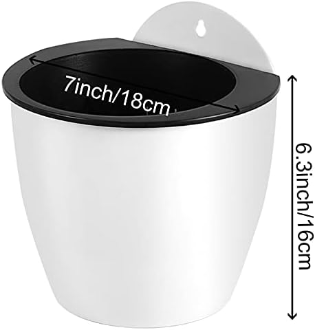 HOIGON 10 Pack 7 Inch Lazy Flower Pots, Self Watering Wall Hanging Plastic Planters with S-Hooks and Wicks, Water Hanging Plants Pot for Indoor Outdoor Orchids African Violet, White - Image 2