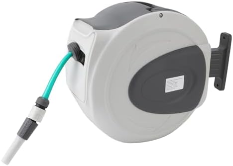 Generic 65.6ft Retractable Garden Hose Reel Auto Lock Swivel Wall Mounted Water Hose Reel for Multidirectional Watering - Image 4