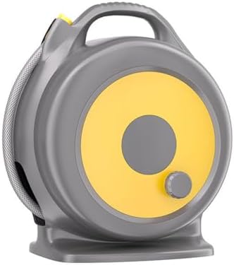 Retractable Garden Hose Reel with 9 Function Nozzle, Lockable Hose Storage Rack, 15m by Unknown