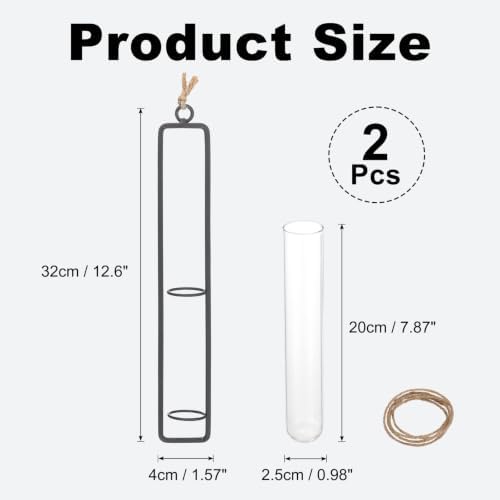 METALLIXITY Hanging Clear Glass Hydroponic Plant Propagation Tube Vase 2Pcs - Image 2