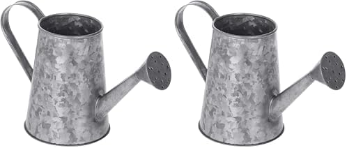 MyGift 5 Inch Mini Rustic Galvanized Metal Decorative Vase in Vintage Style Watering Can Design for Dried Flowers and Artificial Plants - Handcrafted in India (Pack of 2) by MyGiftHome