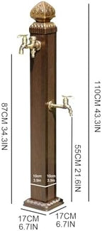 Aluminum Vertical Garden Water Column, Floor Mounted Outdoor Faucet with Hose Holder, Free Standing Hydrant for Irrigation and Watering(Brown) - Image 6