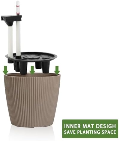 Dexceder 11x10 Self Watering Planters Indoor (2 Pack, Taupe) - Image 4