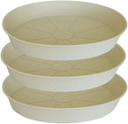 3 Pack of 25 26 inch Plant Saucer (22.7 Inch Base), 4.2" Depth, Large Deep Plastic Flower Planter Water Trays for Indoors Outdoor Bath Bath, Plant Drip Trays for Pot (26", Beige) by Bleuhome