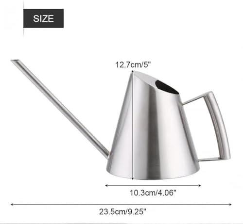 Mini Watering Can Made of Stainless Steel, Modern, 400 Ml, Long Spout, Brushed, Silver-Colored, for Home and Office - Image 2