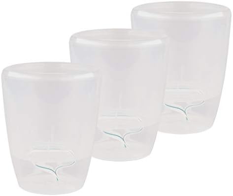 Santino 4.9 Inch ORCHIDEA Self Watering Pots for Orchids in Transparent (Set of 3) - Decorative Wicking Planter with w/Great Aerification, Drainage and Water Level Indicator by Smart+Planters