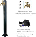 Floor Mounted Faucet Outdoor Water Pipe Vertical Fountain Irrigation Column,Frost-Free Outdoor Faucet with Garden Hose Extender, Stainless Steel Square Spigot, Freestanding Hose Holder & Rem - Image 2