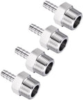 4pcs Stainless Steel Hose Barb Fittings 1/2" Barb to 1" NPT Male by Kozelo