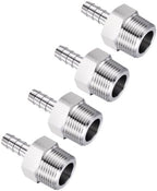 4pcs Stainless Steel Hose Barb Fittings 1/2" Barb to 1" NPT Male by Kozelo