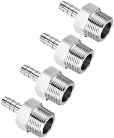 4pcs Stainless Steel Hose Barb Fittings 1/2" Barb to 1" NPT Male by Kozelo