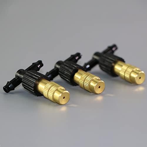 Copper Misting Nozzle 1/4'' Barb Tee Connector Adjustable Brass Mist Spray Atomizer Watering Garden - Image 5