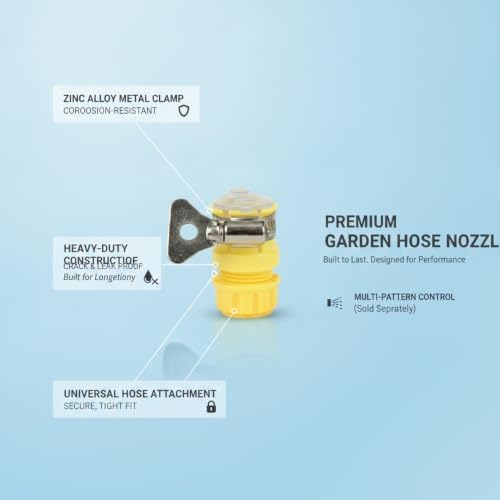 Zinc Alloy Garden Hose Spray Nozzle - Durable Watering Wand with Adjustable Multi-Pattern Head for Outdoor Gardening, Car Washing & Cleaning (Yellow) - Image 4