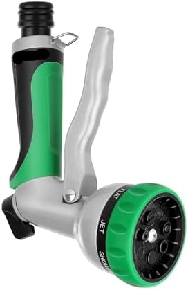 Heavy Duty Metal Garden Water Hose Nozzle With 7 Adjustable Spray Patterns For Watering Plants Lawns Washing Cars And Pets Nozzles by Unknown