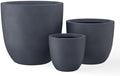 Kante Set of 3 Charcoal Concrete Bowl Round Planters for Modern Home by Unknown