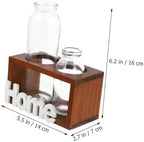 Simple Hydroponics Glass Planter with Wooden Bracket for Flowers - Image 6