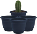 Bloem Ariana 6" Plastic Self-Watering Planter, Navy, 4-Pack by Bloem