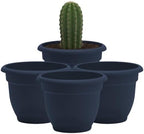 Bloem Ariana 6" Plastic Self-Watering Planter, Navy, 4-Pack by Bloem