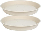OVZILKI 2 Pack of Plant Saucer Tray 19 inch, Heavy Duty Plastic Pot Plant Drip Trays Saucers for for Indoors Outdoor, Plant Water Tray for Planters 16-19" (19", Beige) by OVZILKI