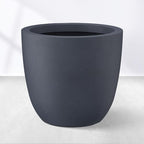 Kante 18 Inch Dia Round Concrete Planter, Indoor Outdoor Large Plant Pot with Drainage Hole and Rubber Plug for Home Patio Garden, Dark Gray by Unknown