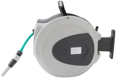 Retractable Garden Hose Reel 65.6ft, Wall Mounted Hose Reel with Nozzle, Auto Rewind Swivel Bracket for Easy Watering, 1/2 Inch Hose Any Length Lock for Outdoor Use - Image 7