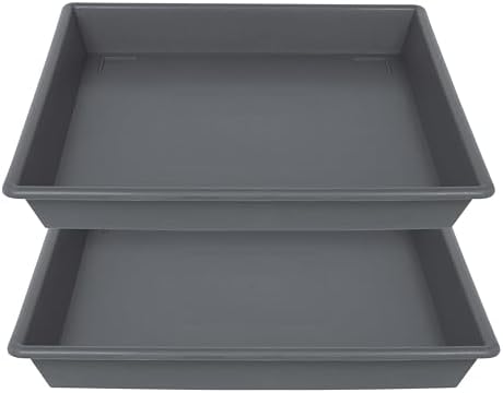 NIMYAU Square Plant Saucer 18 Inch 2 Pack, Large Plant Trays for Pots Heavy Duty Gray Plastic Plant Saucers for Indoors Outdoors, Flower Pot Plant Drip Trays No Holes Plant Lover Gardening Gifts by NIMYAU