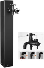 304 Stainless Steel Vertical Garden Water Column, Hose Stand with Copper Faucet, Square Landscape Taps with Hooks, Durable Hydrant Decor for Outdoor Use (Black 7) by Unknown