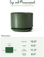 LE TAUCI 12 Inch Pots for Plants, Ceramic Planter with Saucer, Forest Green - Image 5