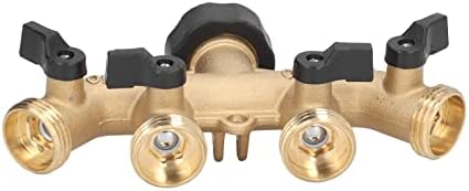 Brass 4 Way Hose Faucet Manifold Splitter for Garden Hose Connector (US Plug) - Image 3