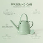 1 Gallon Plastic Watering Can with Long Spout & Dual Handles for Indoor Plants, Hanging Baskets - White, Yellow, Green, Gray - Image 4