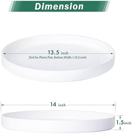 Phoenix Vine 14 Inch Plastic Plant Saucer Water Drip Tray, Heavy Sturdy Round Plant Drainage Tray for Indoors Outdoor, Matte White, 21-TY-14W-1 - Image 2