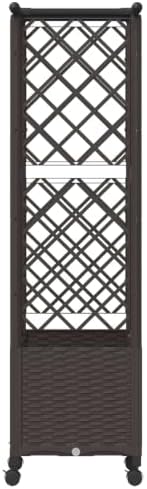 Mobile Raised Garden Bed with Trellis and Roof, Brown - Image 5
