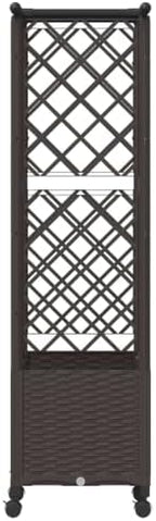 Mobile Raised Garden Bed with Trellis and Roof, Brown - Image 5