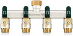 4 Way Hose Splitter, Heavy Duty Full Flow Garden Hose Splitter with 4 Large Metal Handles, Brass Water Hose Bib Splitter, T Adapter Connector with 3/4 - Inch GHT Thread (Green) by Lnezcdb