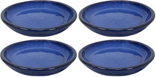 Sunnydaze 7-Inch Ceramic Plant Saucers - Plant Drip Trays for Outdoor Planter Flower Pot Drainage - Set of 2 - Imperial Blue (Pack of 2) by SunnydazeDecor