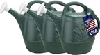 PMU 2 Gallon Watering Can - Garden Watering Can for Indoor & Outdoor Plants - Plastic Water Can with Detachable Sprinkler Head - Large Water Pot, Made in USA - Hunter Green Pkg/3 by PMU